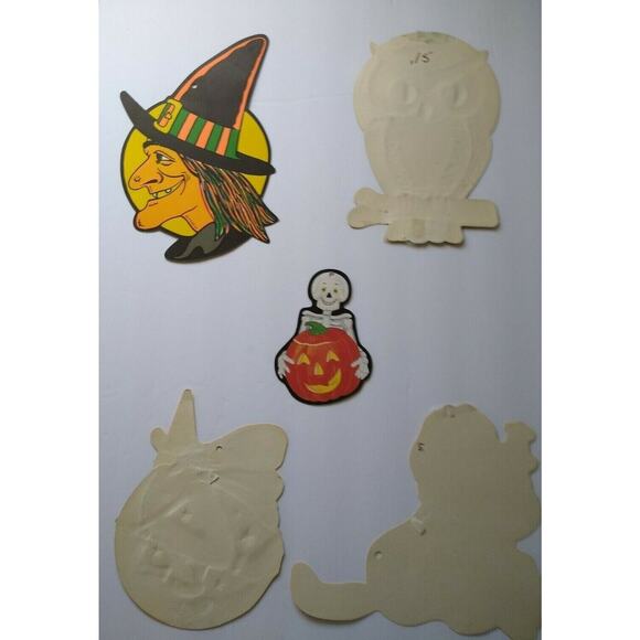 Vintage Halloween Diecuts Wall Decor Skeletons Witches Owls Scarecrow Lot of 7 - Picture 11 of 12